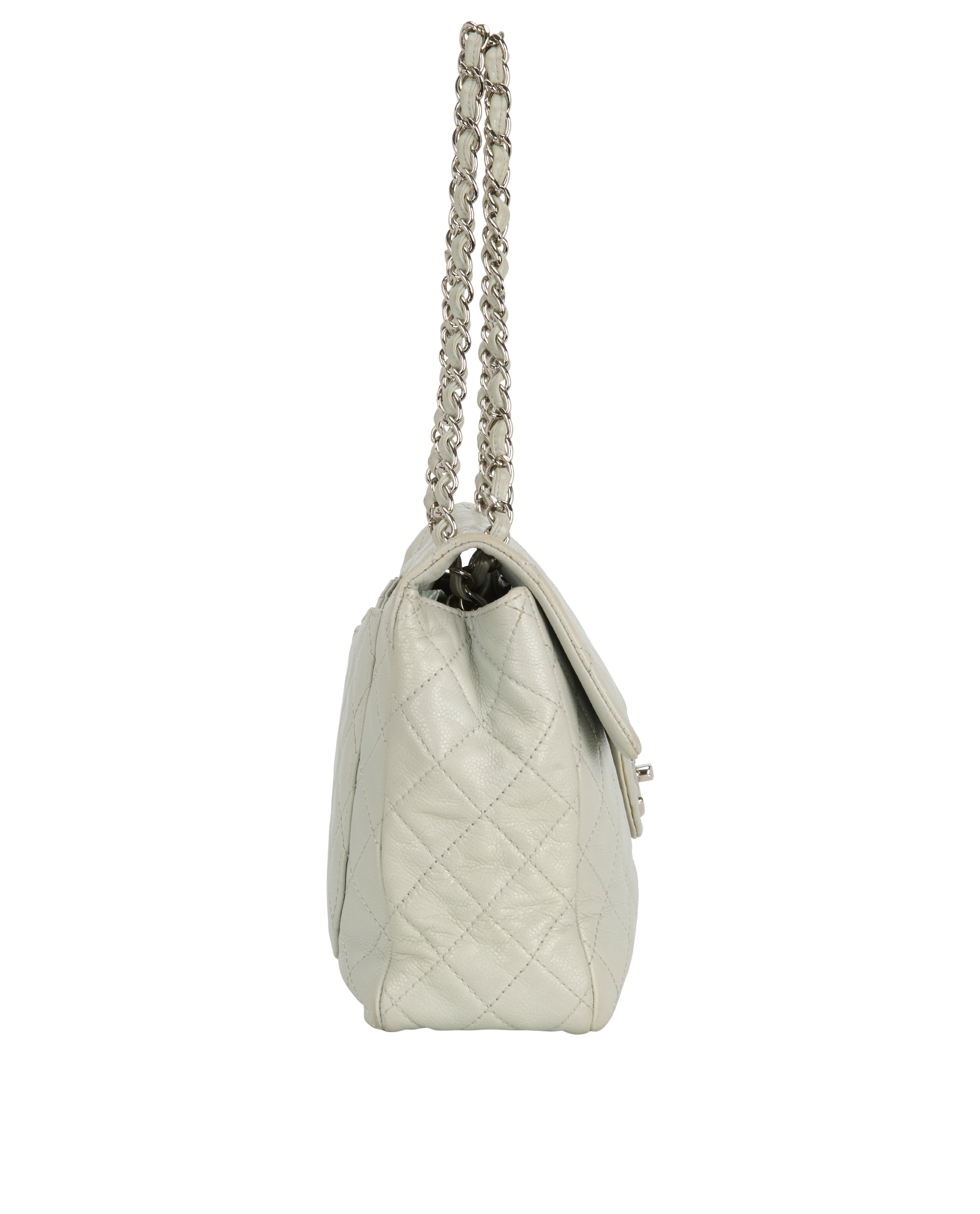 Maxi Classic Flap, &pound;2,200, Handbags, Grey, Caviar Leather, Side view